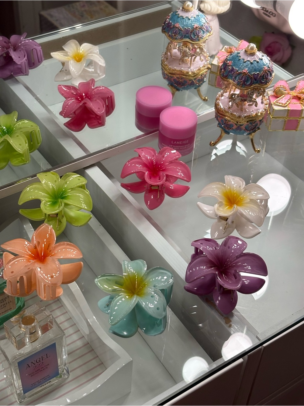 Decorative Flower Hair Claw Clip - Cream, Pink, Purple, Green, Orange, Blue